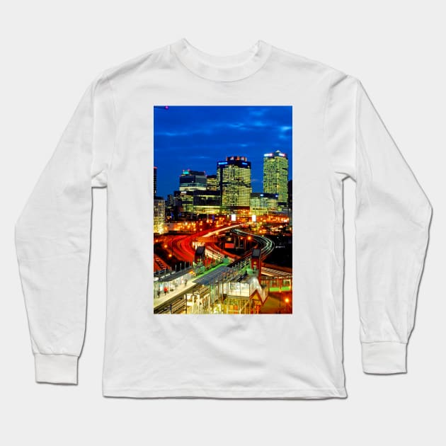 East India Dock Station Canary Wharf London Docklands Long Sleeve T-Shirt by AndyEvansPhotos